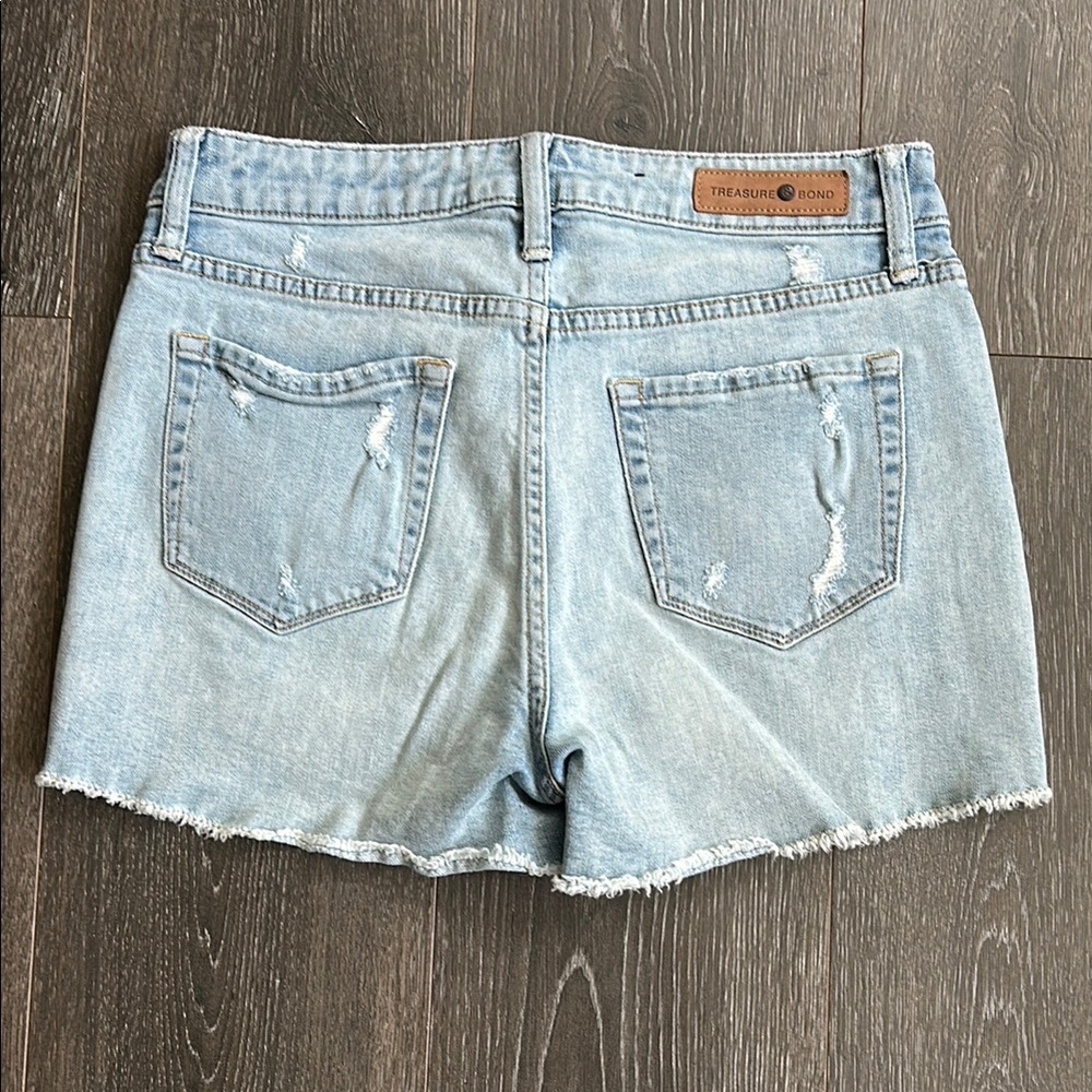 Treasure & Bond Distressed Light Blue Denim Shorts - Picture 2 of 10